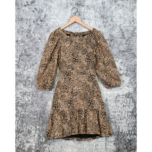 Anthropologie Maeve Dress Womens Knit Cut Out Tie Back Leopard Size 4